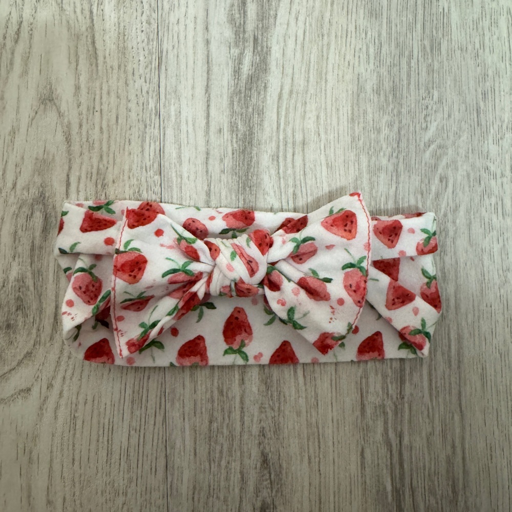 Strawberry Print Kids Knot Headband by Baby Bling